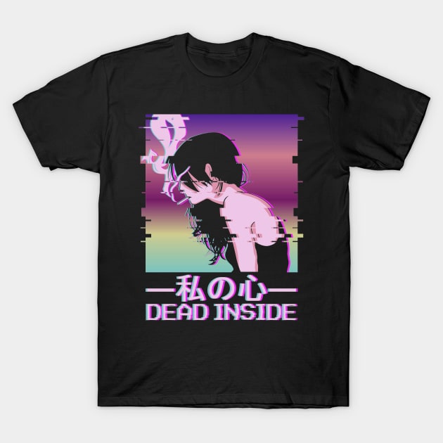 Dead Inside Vaporwave Aesthetic Anime Girl Gift T-Shirt by Alex21